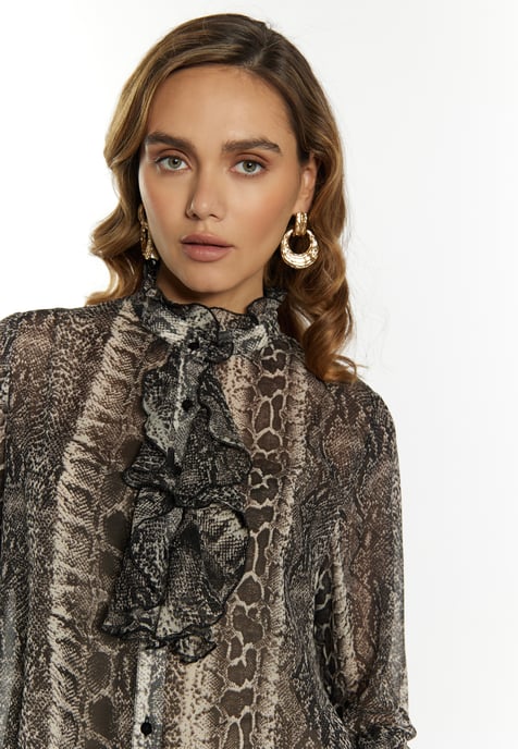 Faina Bluse Damen schwarz weiss - Image 5