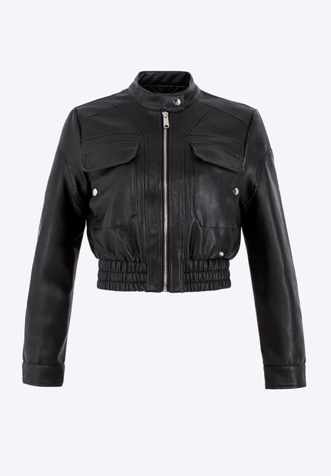 Wittchen Damen-Öko-Lederjacke mit Kordelzug, schwarz - Image 6