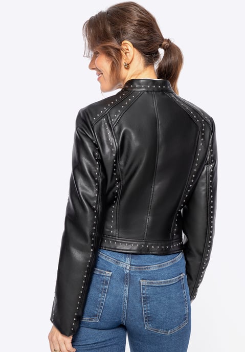 Wittchen Damen-Öko-Lederjacke mit glänzenden Nieten, schwarz - Image 3