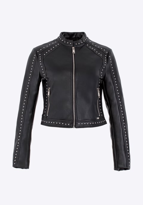 Wittchen Damen-Öko-Lederjacke mit glänzenden Nieten, schwarz - Image 6