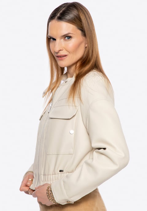 Wittchen Damen-Öko-Lederjacke mit Kordelzug, beige - Image 3