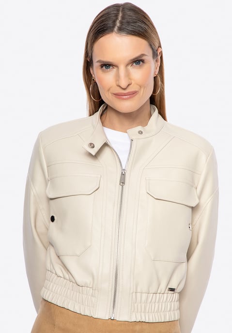 Wittchen Damen-Öko-Lederjacke mit Kordelzug, beige - Image 4