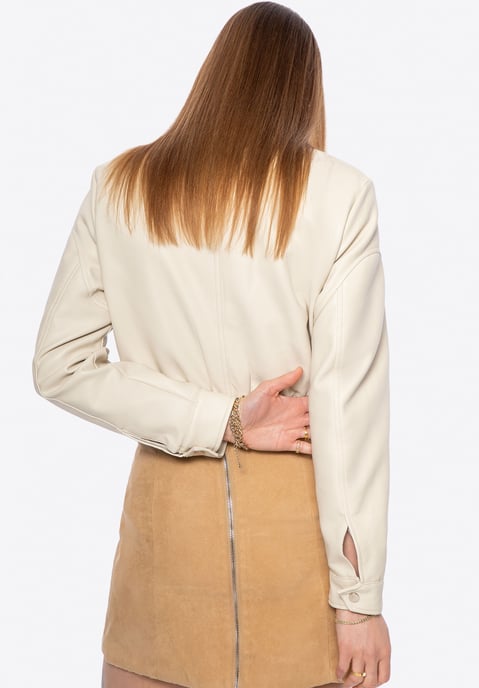 Wittchen Damen-Öko-Lederjacke mit Kordelzug, beige - Image 5