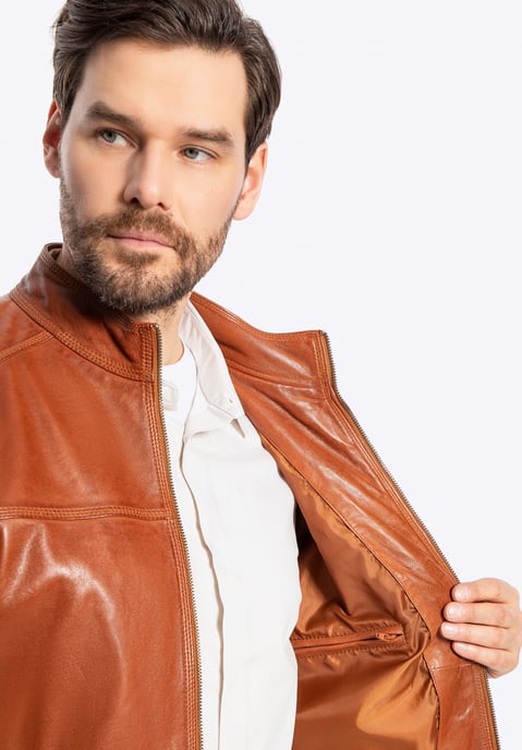 Wittchen Herren-Bikerjacke aus echtem Leder, hellbraun - Image 4
