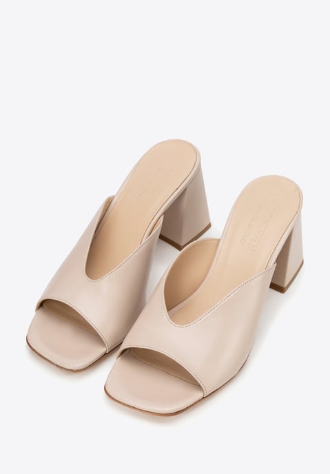 Wittchen Damen-Pantoletten aus echtem Leder in Beige mit Blockabsatz - Image 2