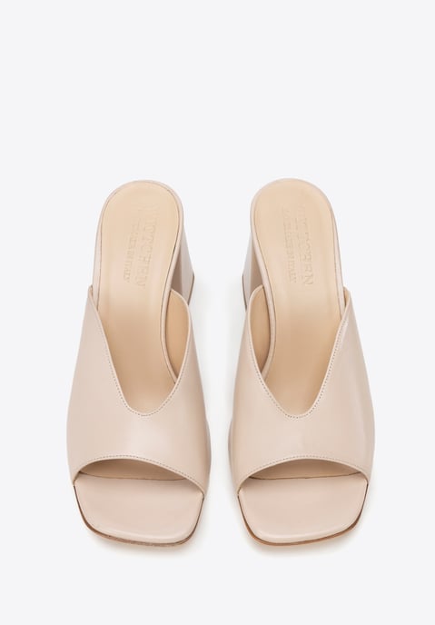 Wittchen Damen-Pantoletten aus echtem Leder in Beige mit Blockabsatz - Image 3