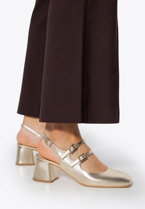 Wittchen Damen-Lederpumps mit Riemchen, Gold, Echtleder - Image 1