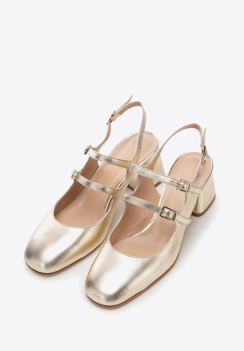 Wittchen Damen-Lederpumps mit Riemchen, Gold, Echtleder - Image 2