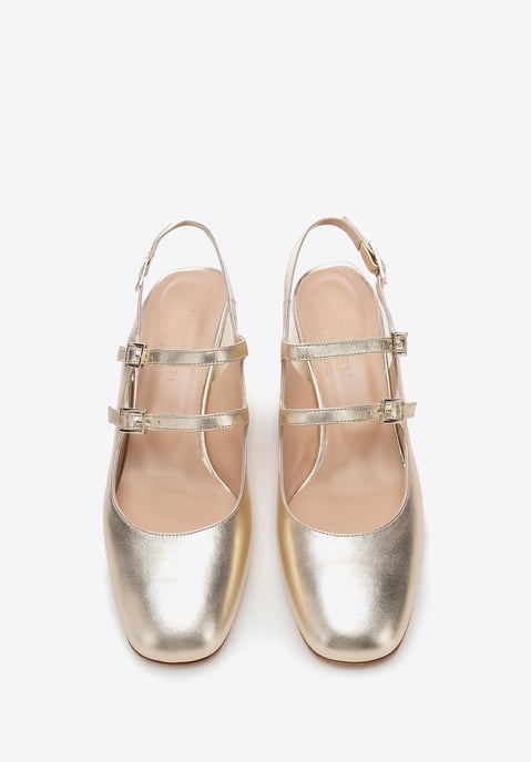 Wittchen Damen-Lederpumps mit Riemchen, Gold, Echtleder - Image 3