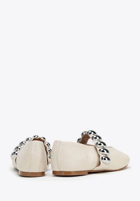 Wittchen Damen-Ballerinas aus echtem Leder mit glänzendem Riemen, weiß - Image 5
