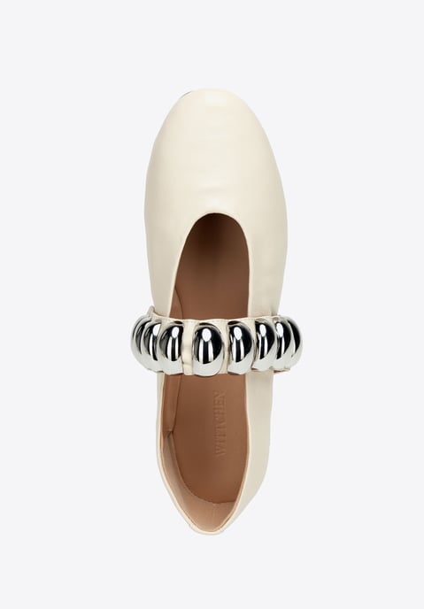 Wittchen Damen-Ballerinas aus echtem Leder mit glänzendem Riemen, weiß - Image 6