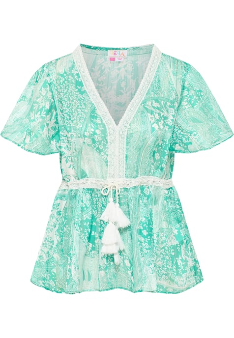 IZIA Bluse Damen Grün Weiss - Image 1