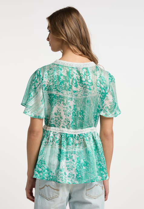 IZIA Bluse Damen Grün Weiss - Image 4