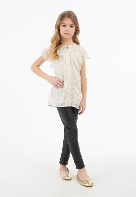 Faina Bluse Mädchen Wollweiß mit goldenen Punkten - Image 2