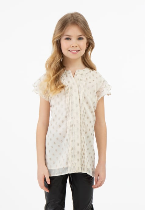 Faina Bluse Mädchen Wollweiß mit goldenen Punkten - Image 3