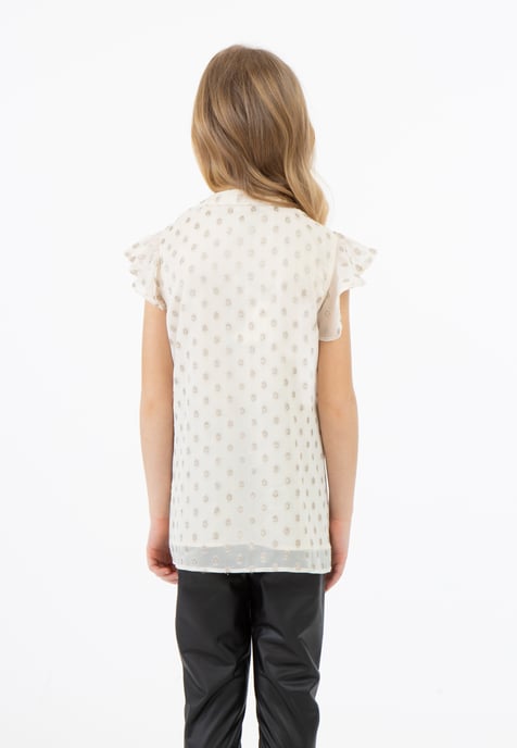 Faina Bluse Mädchen Wollweiß mit goldenen Punkten - Image 4