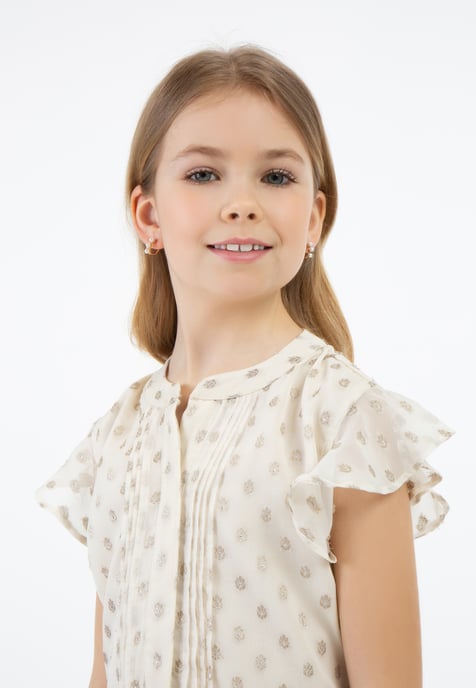 Faina Bluse Mädchen Wollweiß mit goldenen Punkten - Image 5