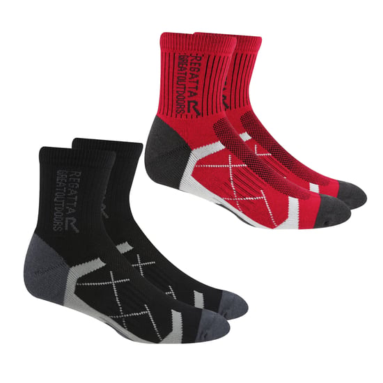 Regatta Womens/Ladies Outdoor Boot Socks (2er-Pack) (Schwarz/Kirschrosa) - Image 3