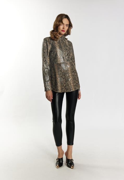 Faina Lederhemd Damen beige schlange - Image 2
