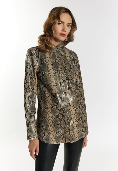 Faina Lederhemd Damen beige schlange - Image 3