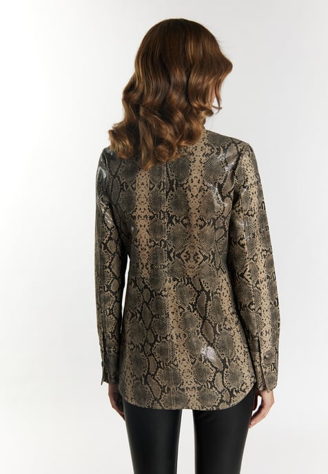 Faina Lederhemd Damen beige schlange - Image 4