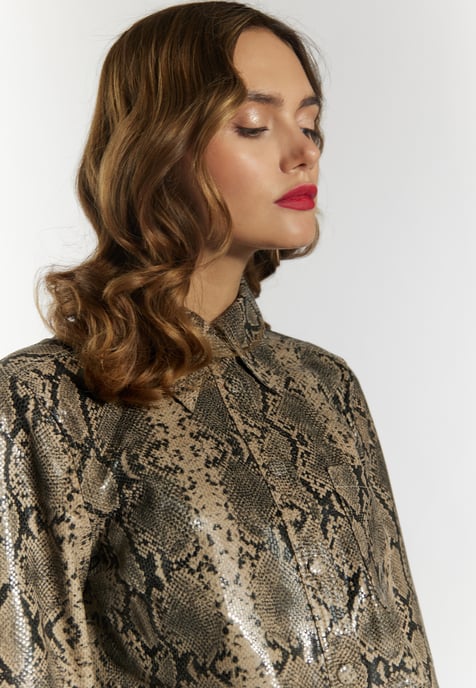 Faina Lederhemd Damen beige schlange - Image 5