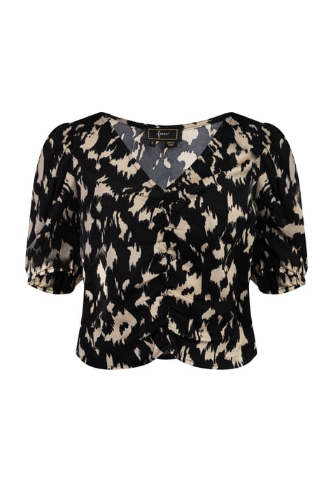 Faina Drapiertes Blusenshirt Damen schwarz/beige - Image 1