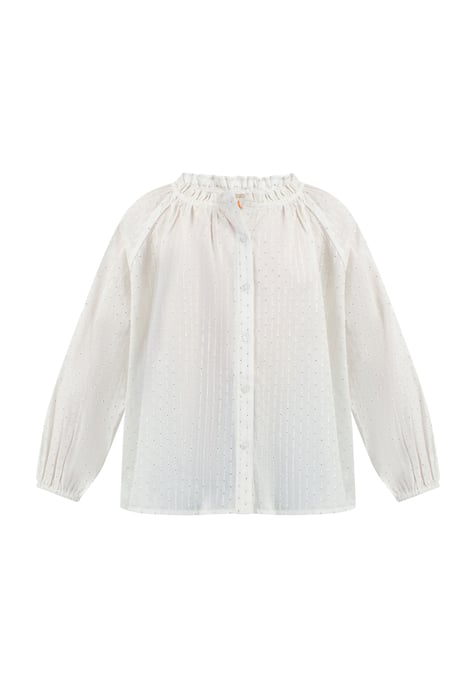 IZIA Bluse Mädchen Wollweiß mit silbernen Streifen und Punkten - Image 1