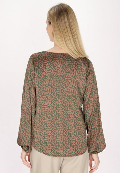 usha Bluse Damen Grün Orange - Image 4