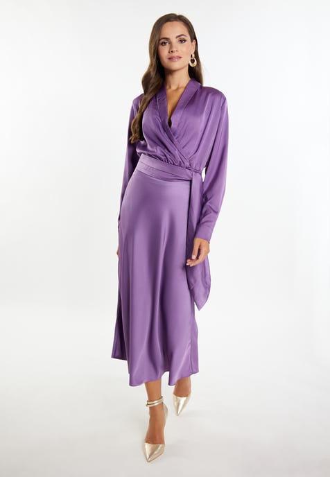 Faina Wickelbluse aus Satin Damen lila - Image 2