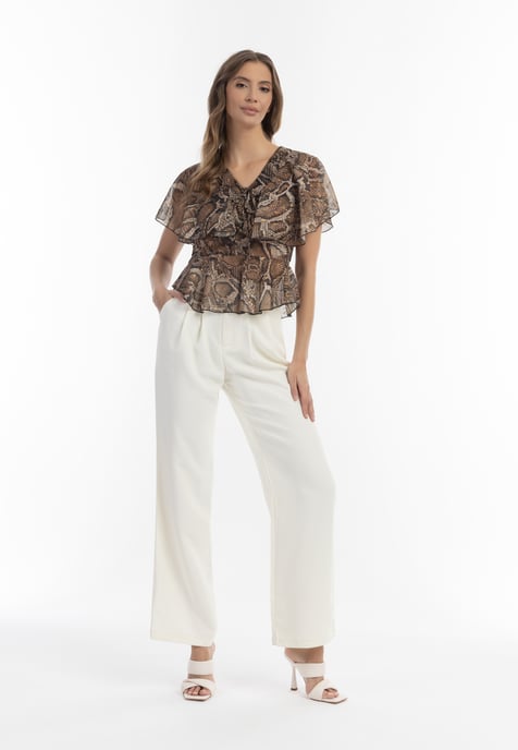 Faina Bluse Damen beige schlange - Image 2