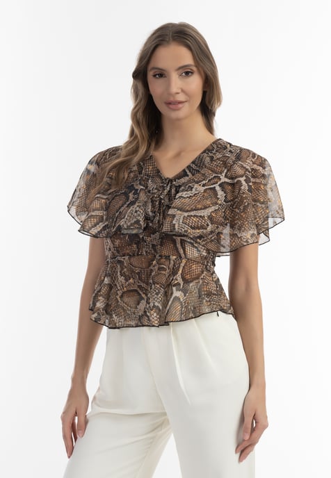 Faina Bluse Damen beige schlange - Image 3