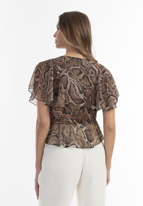 Faina Bluse Damen beige schlange - Image 4