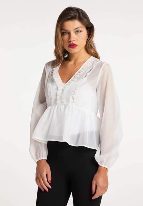 Faina Bluse Damen Wollweiß - Image 3