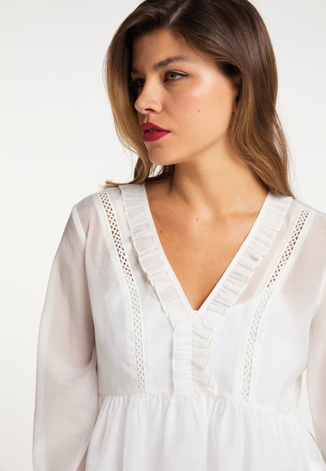 Faina Bluse Damen Wollweiß - Image 5