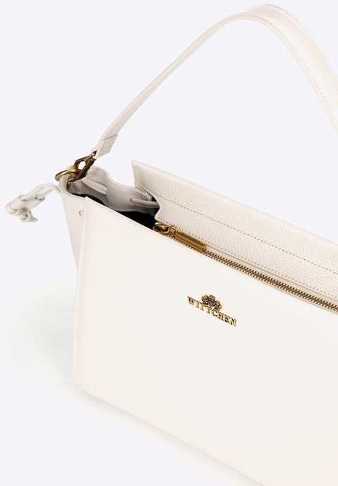 Wittchen Damen-Ledertasche mit Riemen, Creme, Naturleder - Image 5