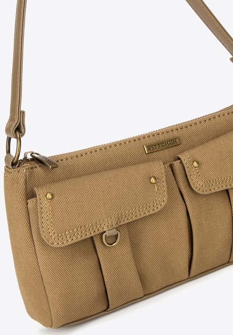 Wittchen Damen-Schultertasche mit Taschen, khaki, Baumwolle - Image 4