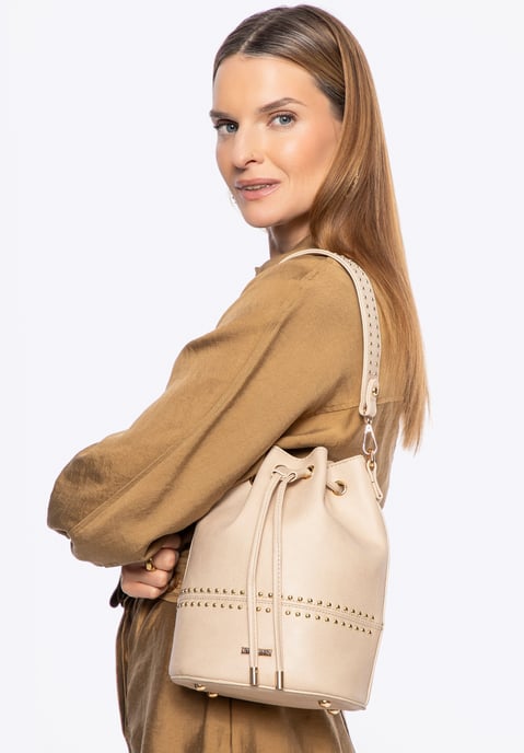 Wittchen Damen-Umhängetasche mit Kordelzug, beige, Kunstleder - Image 1