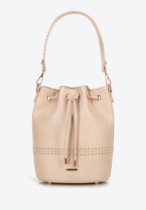 Wittchen Damen-Umhängetasche mit Kordelzug, beige, Kunstleder - Image 2