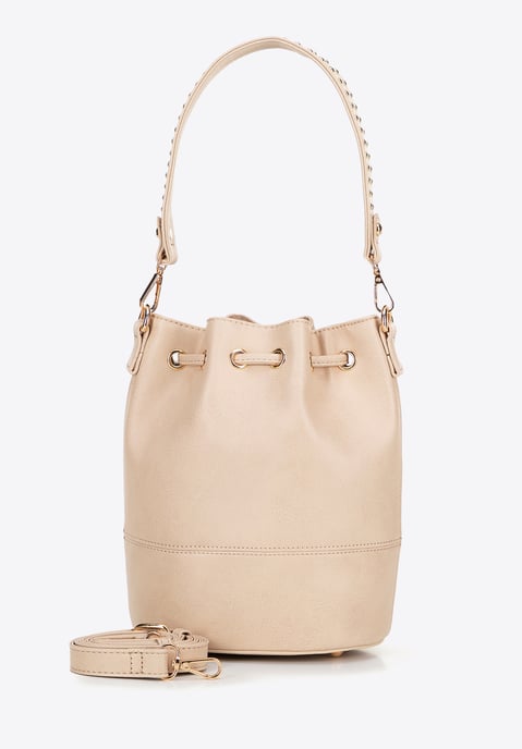 Wittchen Damen-Umhängetasche mit Kordelzug, beige, Kunstleder - Image 3