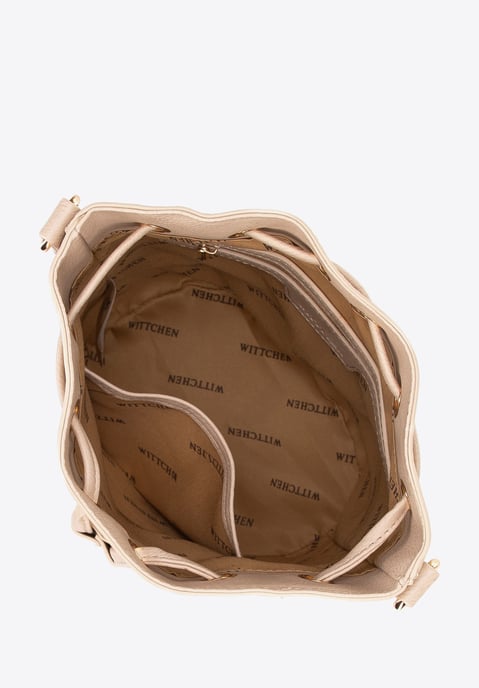 Wittchen Damen-Umhängetasche mit Kordelzug, beige, Kunstleder - Image 4