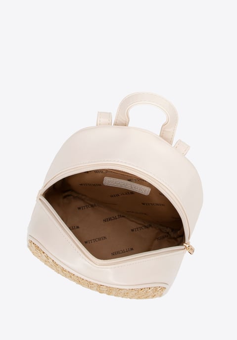 Wittchen Damenrucksack mit Flechtmuster, cremefarben und beige, aus Öko-Leder - Image 3