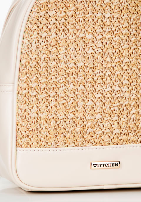 Wittchen Damenrucksack mit Flechtmuster, cremefarben und beige, aus Öko-Leder - Image 4