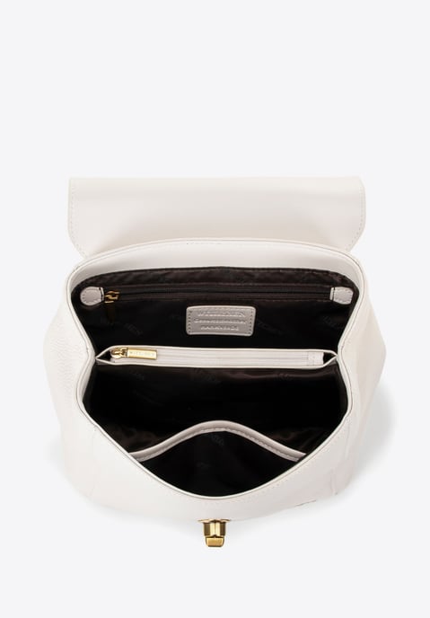 Wittchen Damen-Lederrucksack mit rechteckiger Klappe, Creme, Naturleder - Image 3