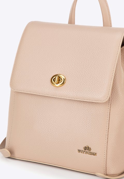 Wittchen Damen-Lederrucksack mit rechteckiger Klappe, Beige, Naturleder - Image 4