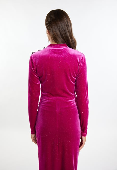 Faina Samtshirt mit Glitzer Damen Rosa - Image 4