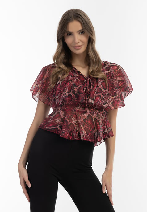 Faina Bluse Damen rot schlange - Image 3