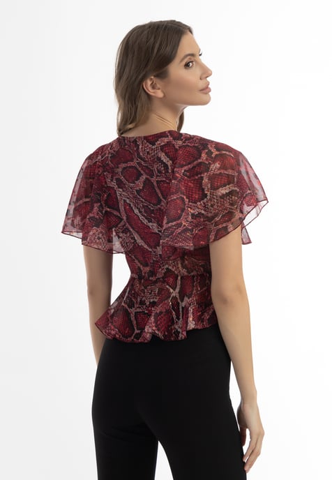 Faina Bluse Damen rot schlange - Image 4