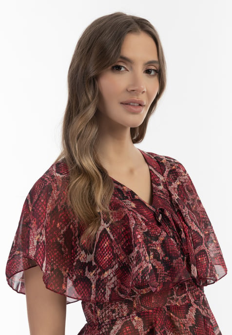 Faina Bluse Damen rot schlange - Image 5