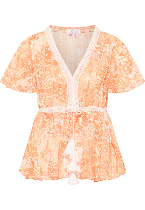 IZIA Bluse Damen Orange Weiss - Image 1
